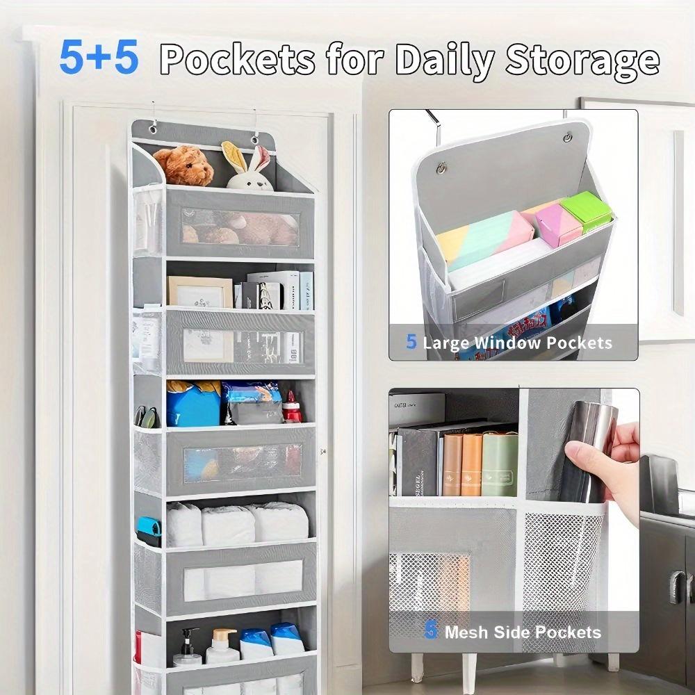 5-Layer Over-the-Door Organizer. Large Pockets, Anti-tilt for Bedroom, Bathroom & Pantry.