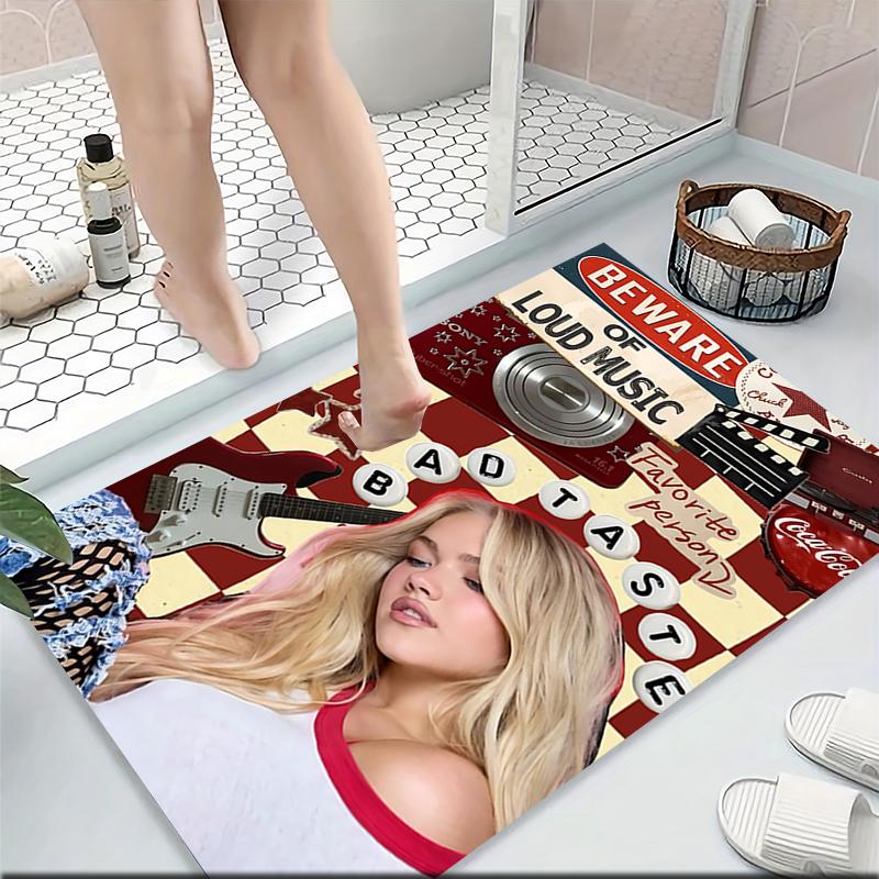Music Collage Carpet Rug Soft Washable Antislip Home Living Room Sofa Mats Personalized Christmas Rug