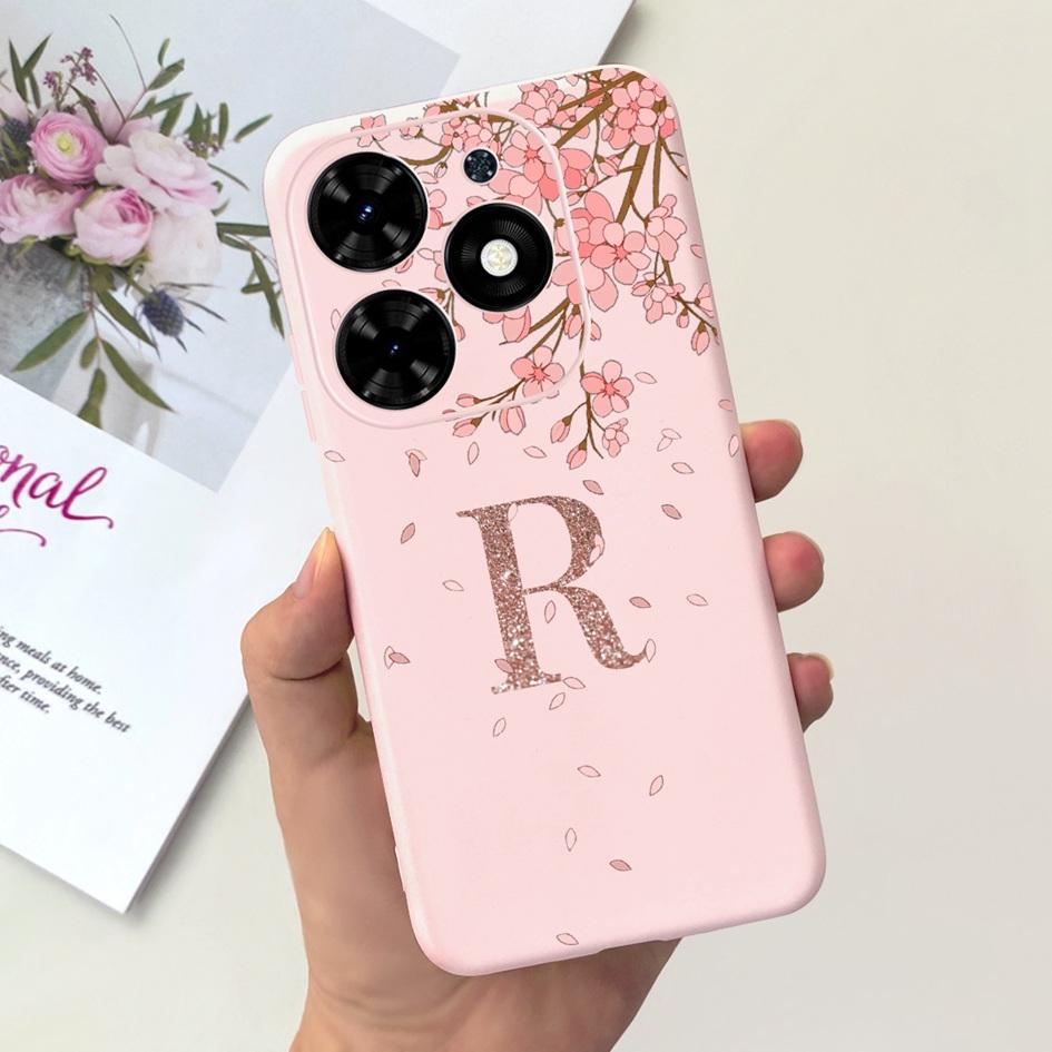 For Tecno Spark Go 2024 Case BG6 Cover Cute 26 Letters Crown Silicone Phone Cases For Tecno SparkGo 2024 Bumper Shockproof Funda