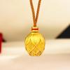Shop Style Gold Lotus Seed Micro-Pave Brushed Pendant Necklace with Braided Rope – Light Luxury, Simple Design.