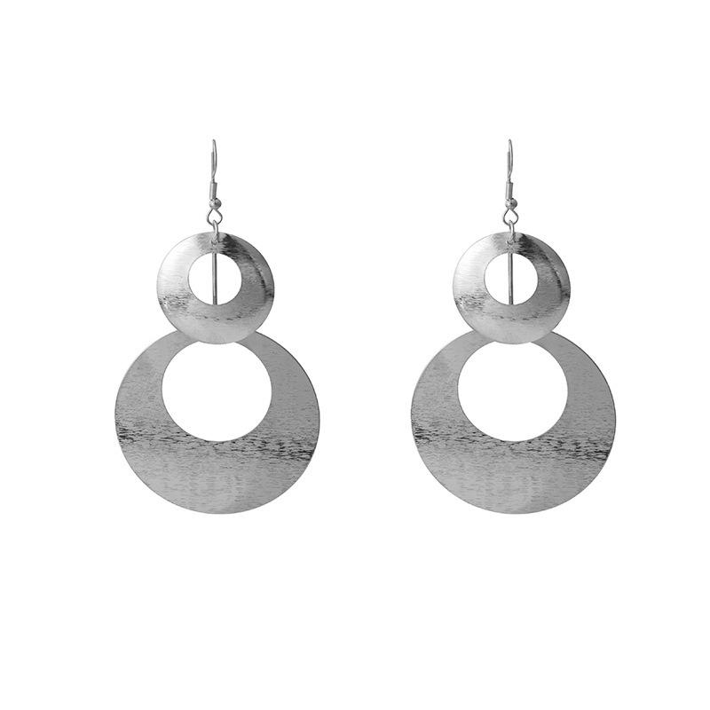 European and American Multi-Layer Hollow Metal Geometric Tassel Earrings