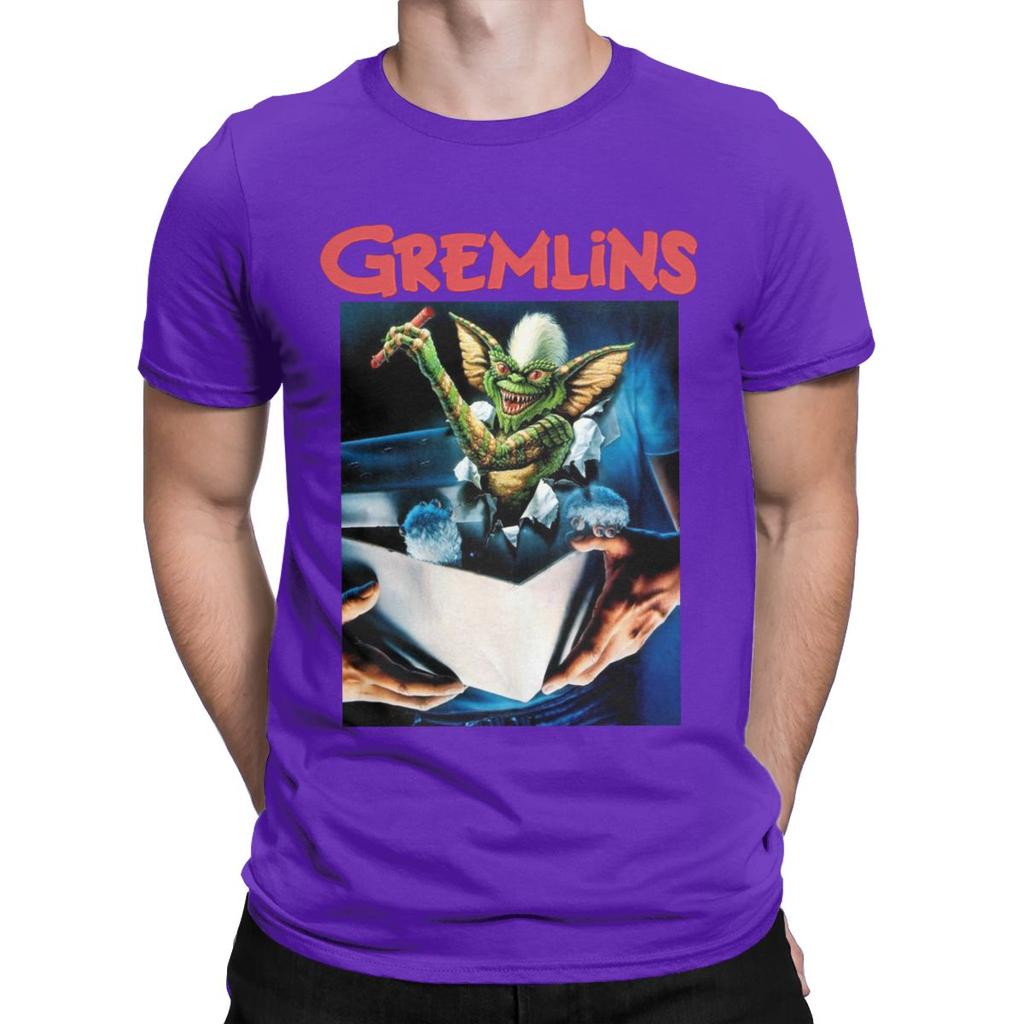Gremlins Men S T Shirts Gizmo Monster Gremlin 80S Horror Christmas Movie Awesome Tees Round Neck