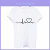 Hochwertiges Sommer Damen Rundhals T-Shirt mit Print und modischem Herzschlag-Design
