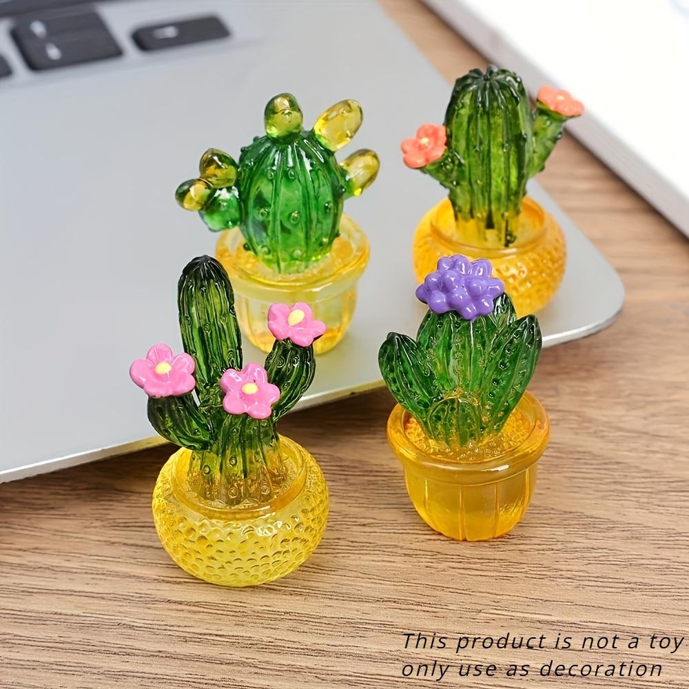 

4 pieces, miniature cactus figurines set, resin succulent figurines, clear potted plant decorations for car dashboard, home and