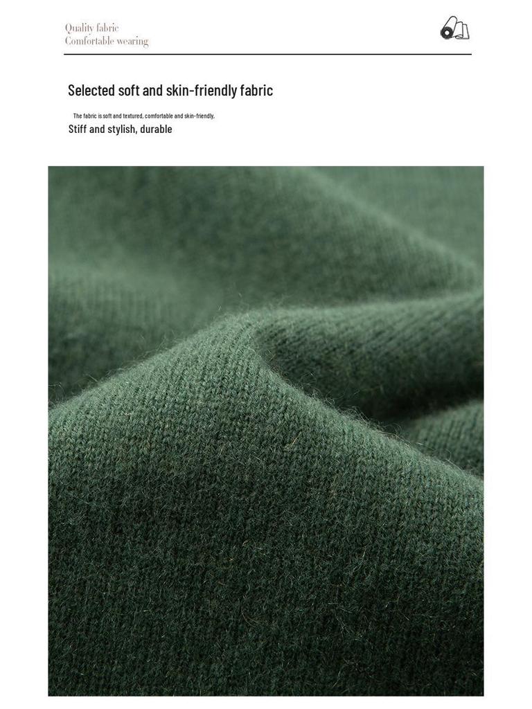 Winter 2025 Men's Cashmere Round Neck Sweater - Fashionable, Warm, Solid Color Base Layer