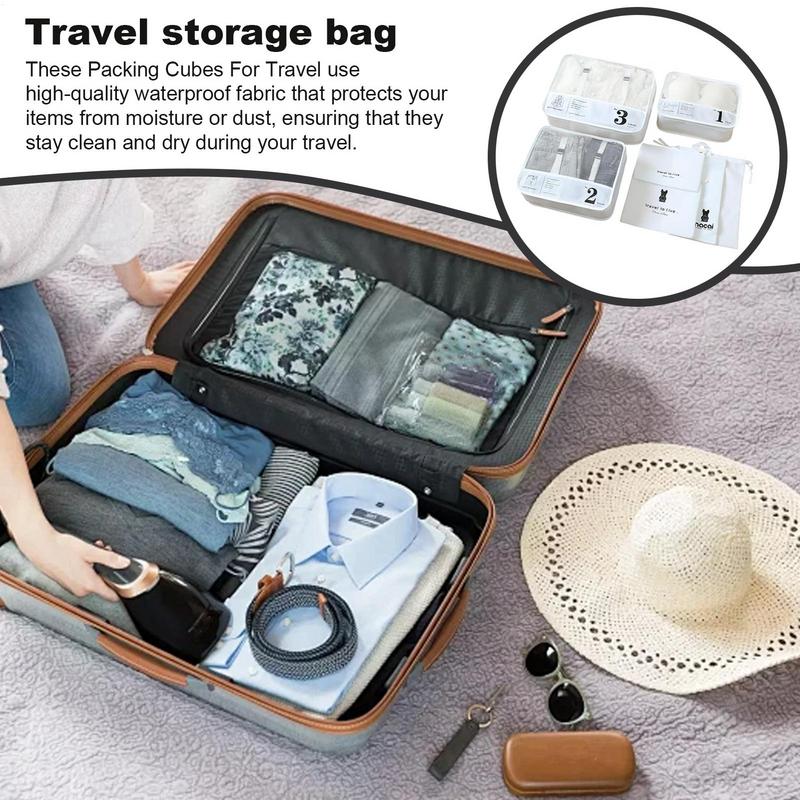 7Pcs Folding Travel Organizer Storage Bags Wardrobe Cube Suitcase Packing Cubes Set Storage Luggage Clothes Shoe Organizer