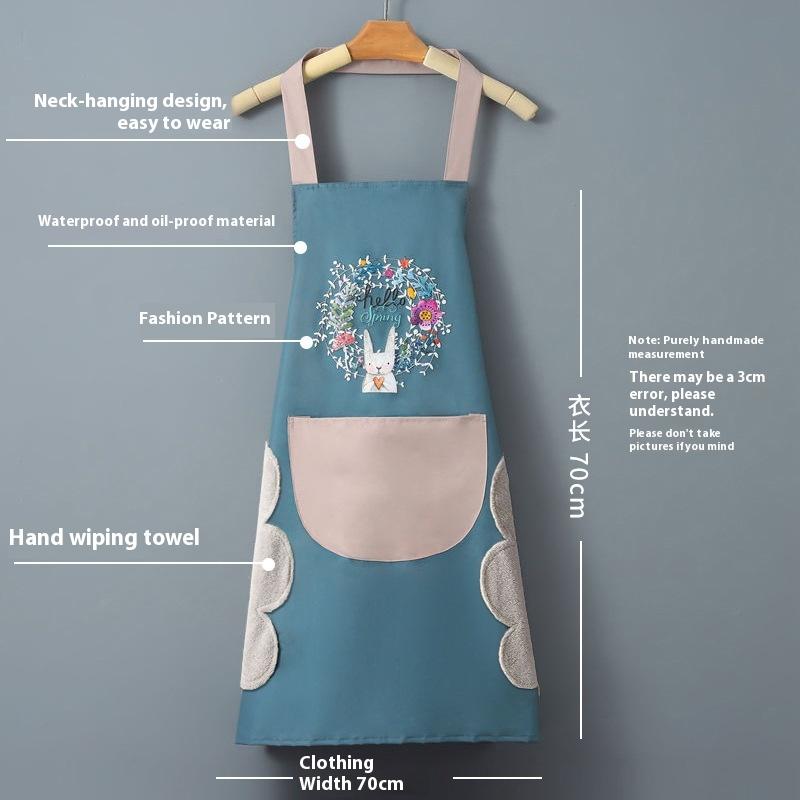 Household Hand Erasable Kitchen Stir Fry Waterproof And Oil Proof Apron, Men'S And Women'S Fashionable Cooking Waist Wrap Adult Work Clothes