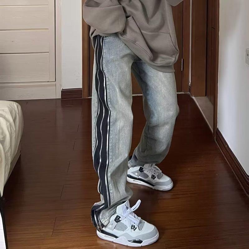 

Мужские винтажные джинсы Летняя мода Большие Джинсы Мужские деловые джинсы Хип-хоп брюки Широкие брюки Для ног Тонкий деним