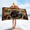 Vintage Klassisches Motorrad Print Strandtuch Schnelltrocknend Mikrofaser Sandfrei Saugfähig Waschbar für Biker Pool Reisen