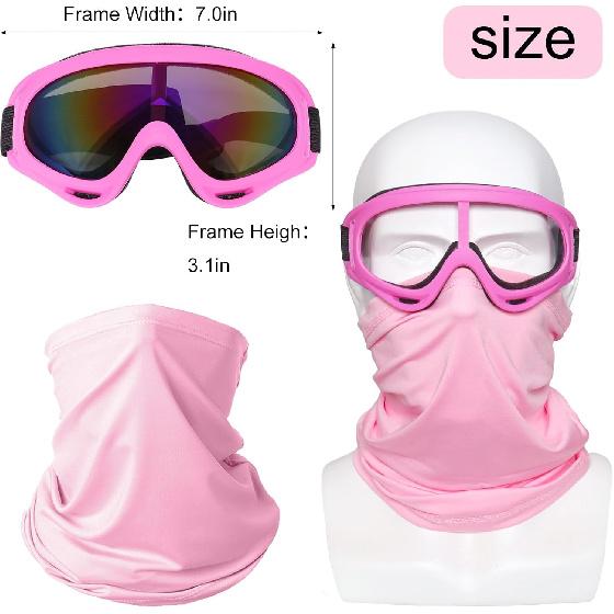 Motorcycle Goggles 2 Pack ATV Dirt Bike Racing Motocross Riding Goggles With Neck Breathable Bandana Balaclava Face Mask