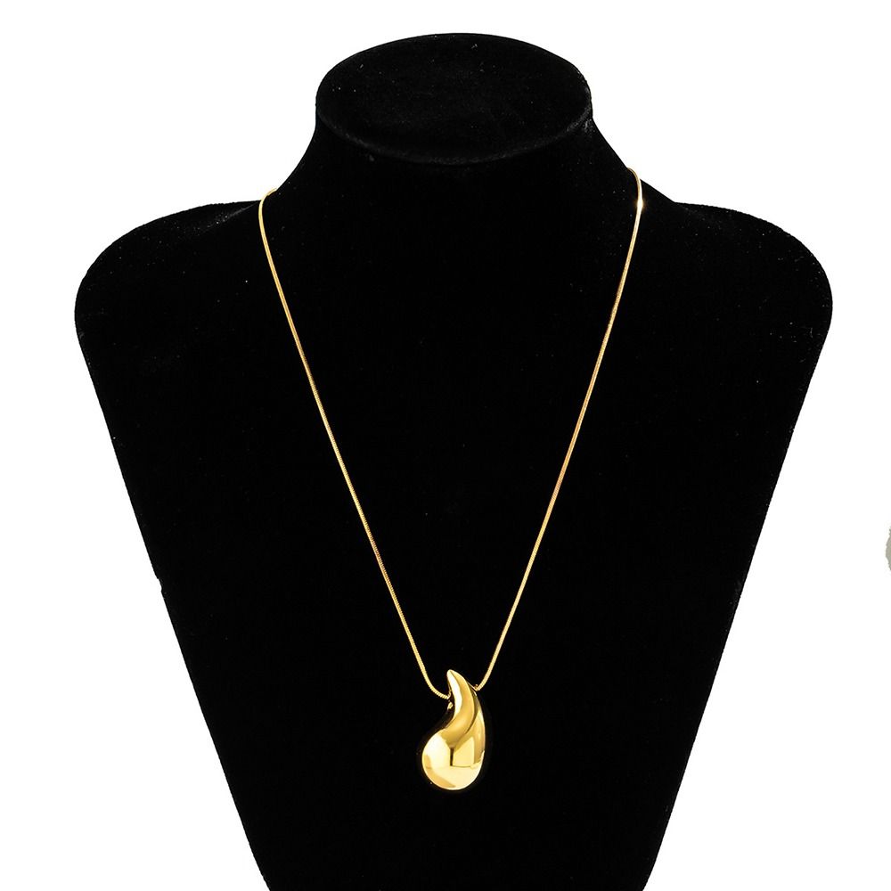 Stainless Steel Gold Silver Drop Necklace Waterdrop Hollow Elegant Pendant Teardrop Necklace Women