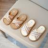 Girl Woven Slippers Soft-soled Outdoor Walking Shoe Child Summer Children's Retro Ethnic Style Princess Beach Shoes Slide H05289