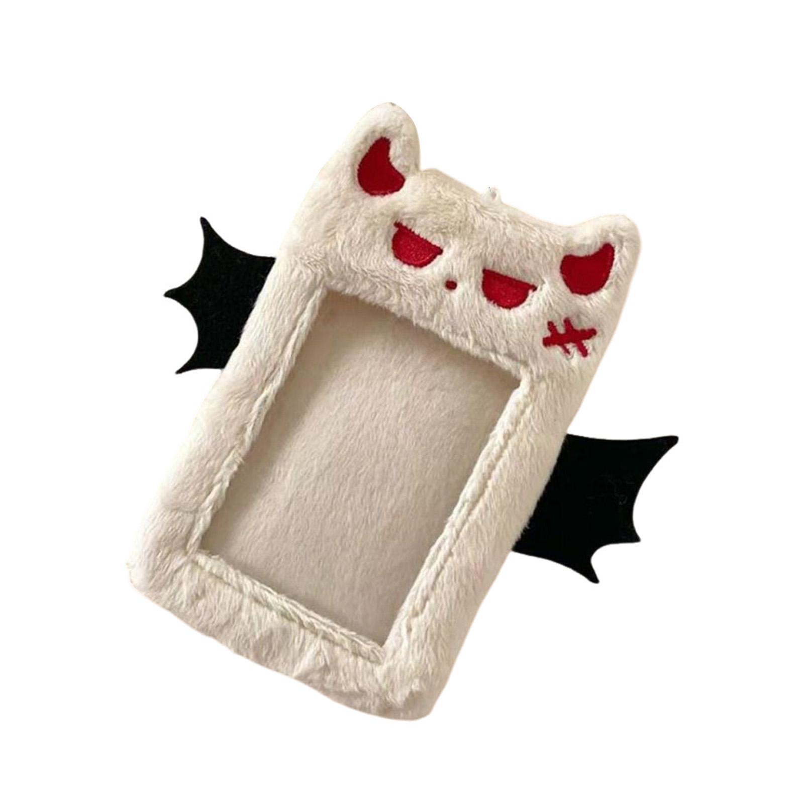 

Cartoon Devil Plush Photocard Holder Korea Style Delicate Card Photo Protective Cover for Student Bus Cards and Postcards білий