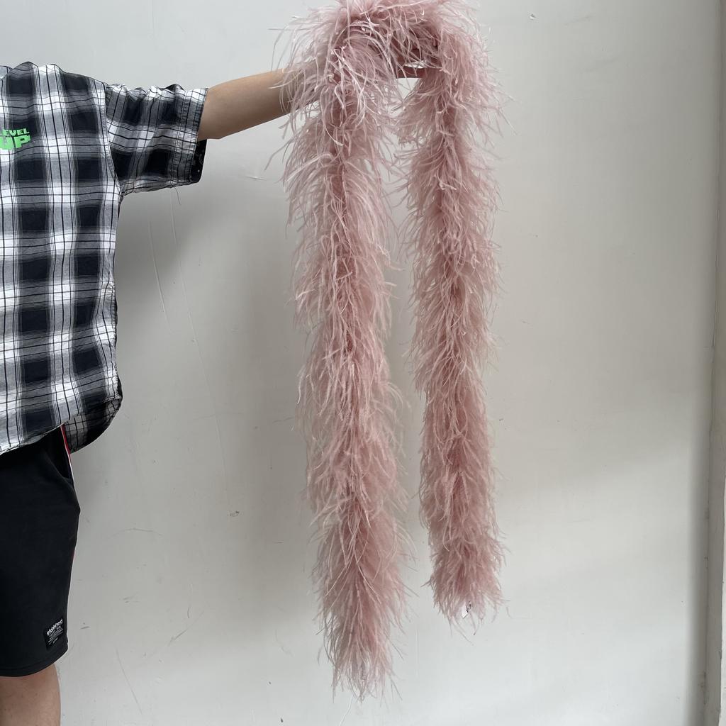 2M Red Ostrich Feathers Boa 1-10Ply Thick Natural Feather Shawl for Wedding Clothing Decoration Sewing Plumes Crafts Accessory