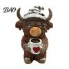 Rustic Farmhouse Living Room Decor Highland Cow Figurine, Resin Coffee Statue for Home Decor, Artistic Small Statues Country Style Tabletop