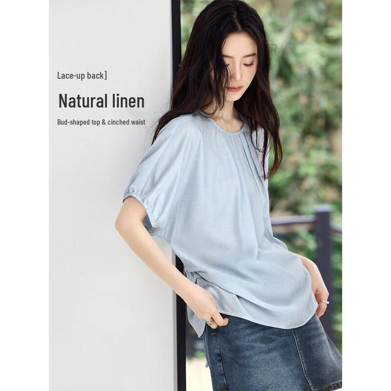 XWI Women s Elegant Blue Batwing Sleeve Blouse M