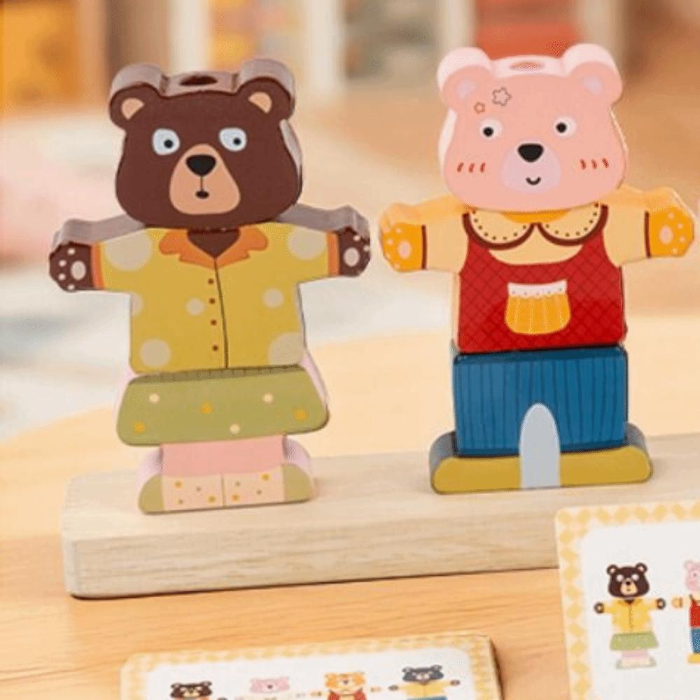 Creative Wooden Stacking Block Colorful Montessori Educational Toys Cognitive Development