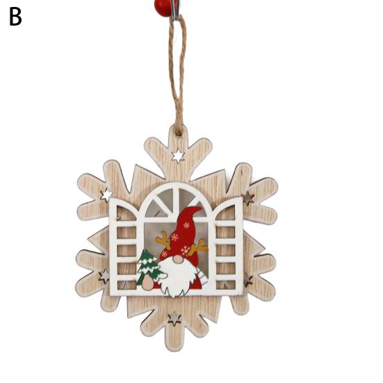 2 ks Dřevěná vánoční přívěsek Vánoční stromek Dekorace Skřítek Hvězda Výřez Závěsné ozdoby pro Domácí Párty Obývací Pokoj