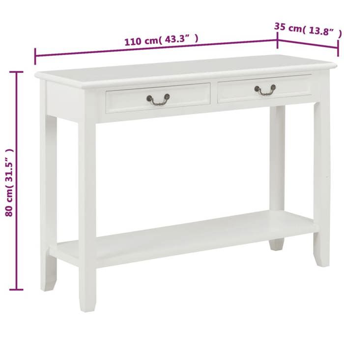 VidaXL Table console Blanc 110x35x80 cm Bois