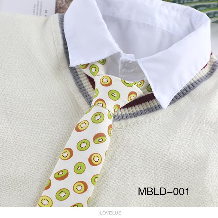 Cravate de dessin animé en coton à la mode, motif de fruits décontracté, 6 cm, pour hommes et femmes