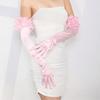 55cm Lace Flower Gloves Wide Ruffle Trim Bride Wedding Gloves Elegent Bridal Gloves  Women