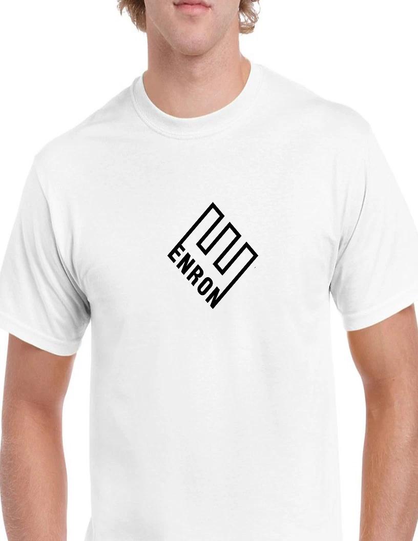 Enron Black Logo Bankrupt Company Cotton White Cotton T-Shirt XL