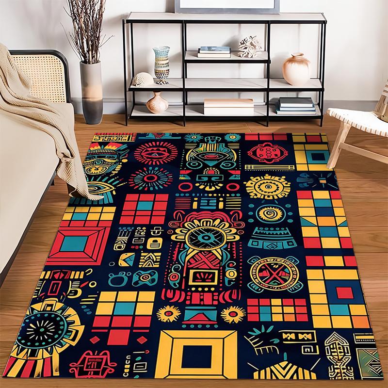Colorful Bohemian Abstract Geometric Pattern Carpet for Home Decor Suitable for Use As an Anti-slip for Living Room Bedroom Sofas