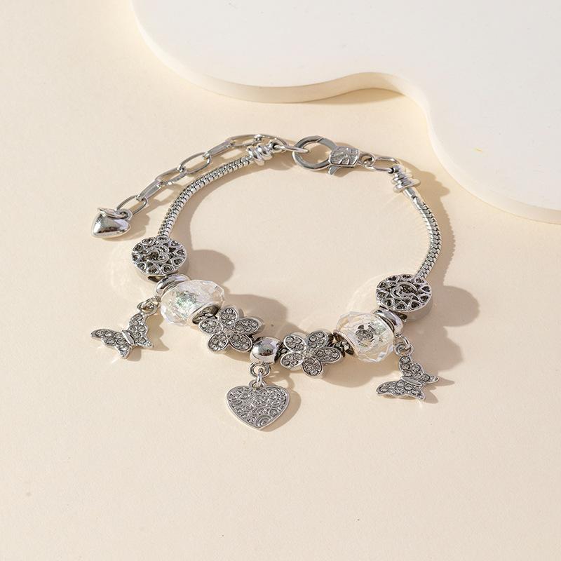 DIY Kralenarmband met Vlinder Liefde Bedel Bloemblaadje Kristallen Hart Hanger Strass Sieraden