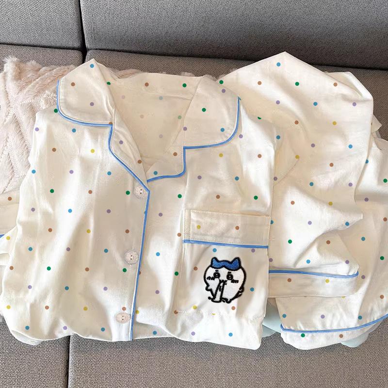 Spring and Autumn Ladies Pajamas Family Clothing Set Girls Simple Striped Long Sleeve Student Underwear Pajamas Family Clothing Set