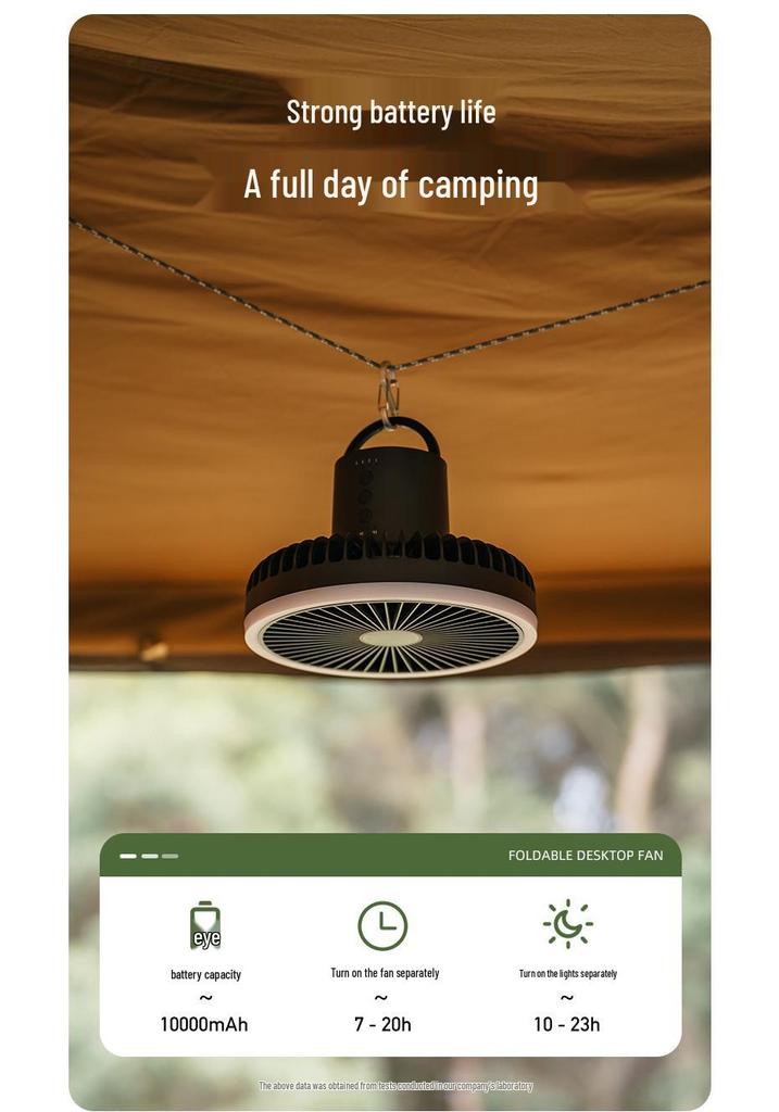 Smart Multi-functional Tripod Fan with Colorful Lights for Outdoor Camping