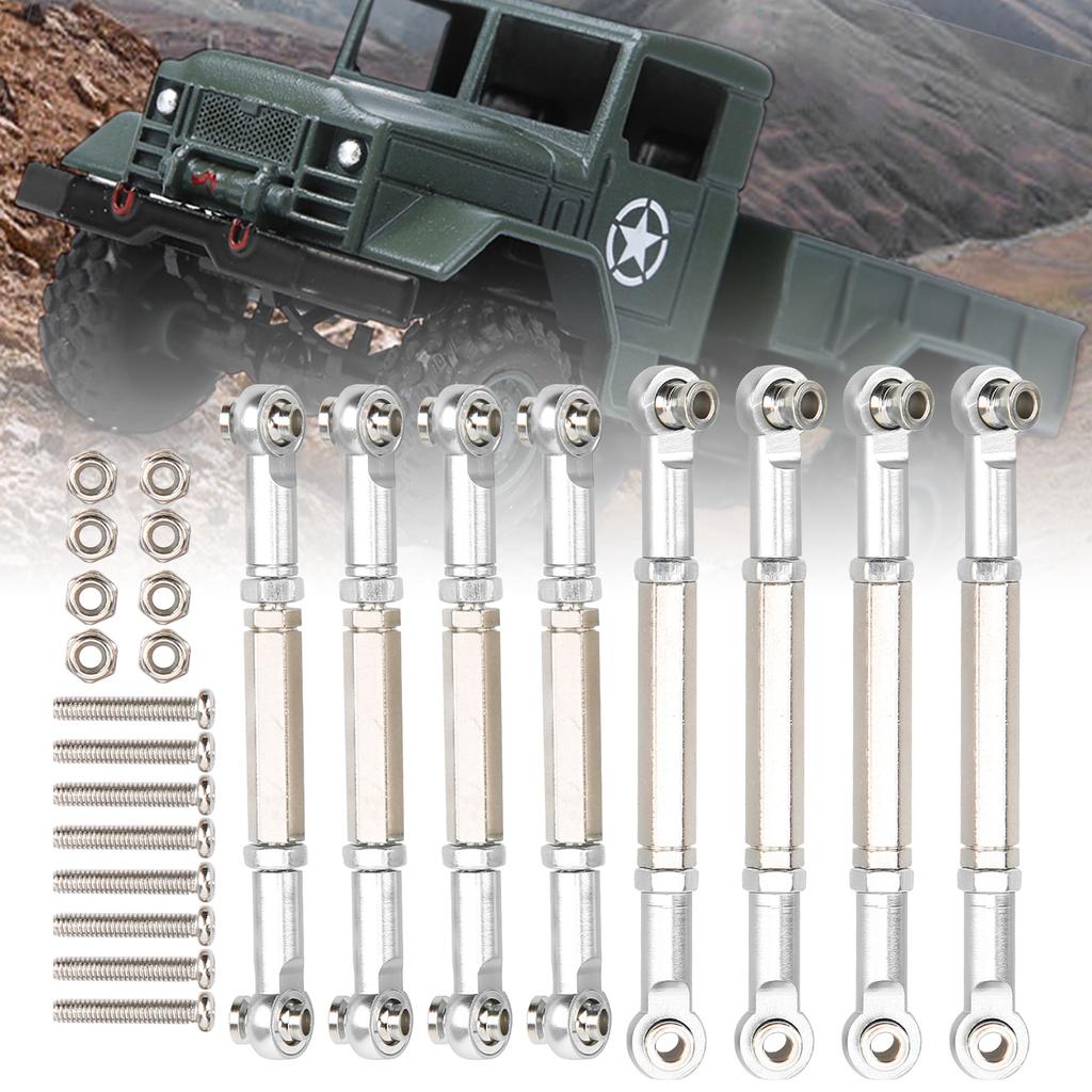 8Pcs Upgrade Metal Pull Rod Steering Pull Rod for WPL/MN/Feiyu 1/16 RC Car Spare PartsSilver