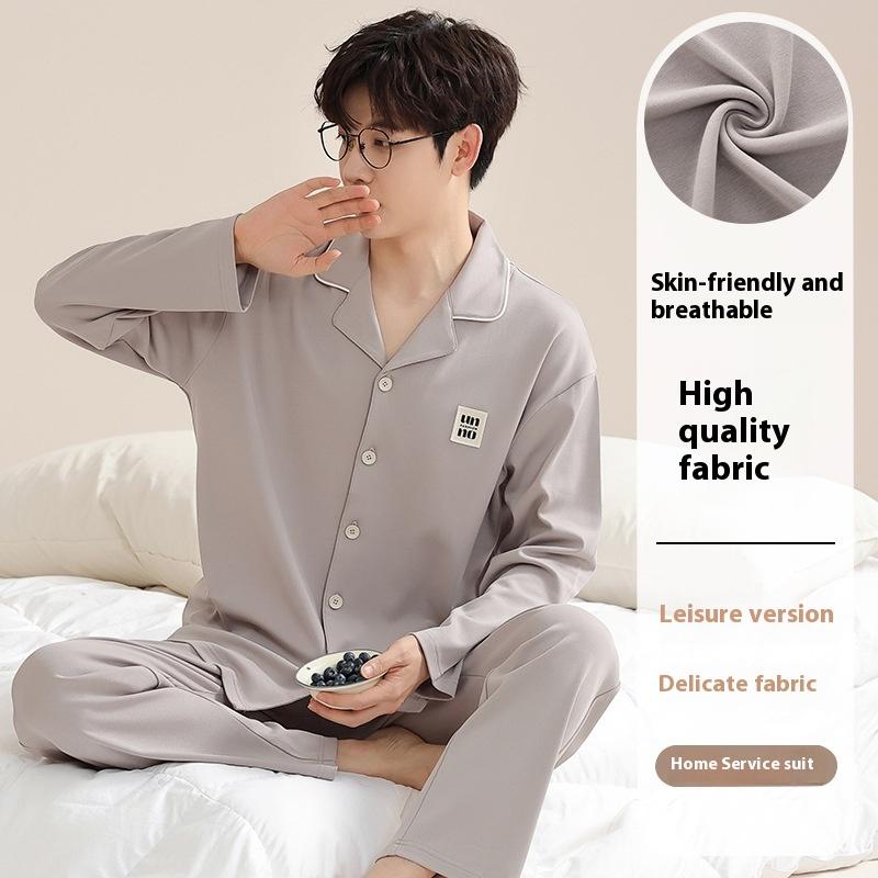 Autumn and Winter New Men's Pajamas Homewear Long-Sleeved Striped Leisure Homewear Suit Men's Spring and Fall Models Homewear