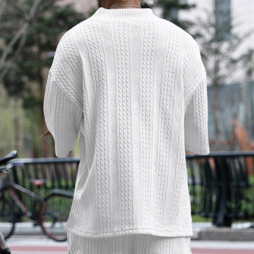 Men'S Large V-Neck Loose Casual Short Sleeved Shirt Sports Top