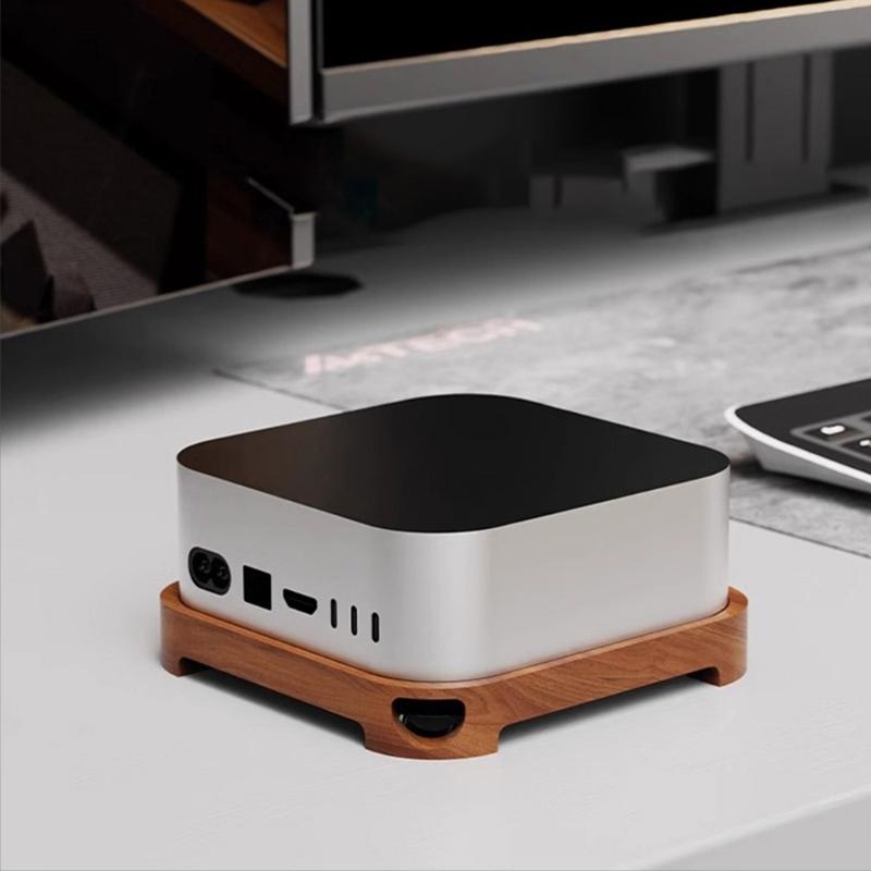 Ergonomic Wooden Stand Desktop Cooling Holder for Mini Computer Enhancing Aesthetics and Providing Stable Support