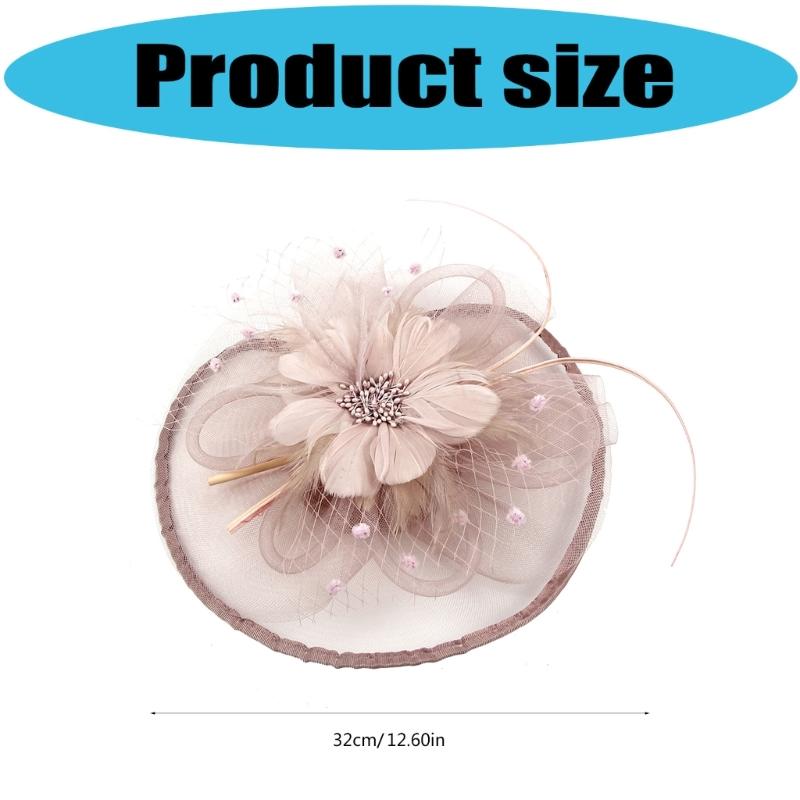 Feather Decorated with Mesh Veil Hat Outdoor Tulle Hair Accessory Fascinator For Weddings Special Occasion