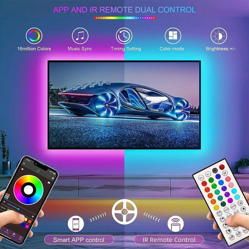 LED Strip Lights Waterproof Music Sync LED Light Strip New Year  Light Band with Remote and App Control For Bedroom Decoration