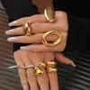 Stainless Steel Irregular Oval Luxury Ring - High-End Niche European & American Exaggerated Hand Jewelry.