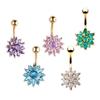 Fleur strass cristal haltères nombril barre de ventre bouton anneau corps Piercing bijoux