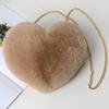 Niedliche Süße Liebesherzförmige Damen Umhängetaschen Mode Weich Plüsch Damen Ein-Schulter-Tasche Bequem Flauschig Einfarbig Kette Damen Handtaschen
