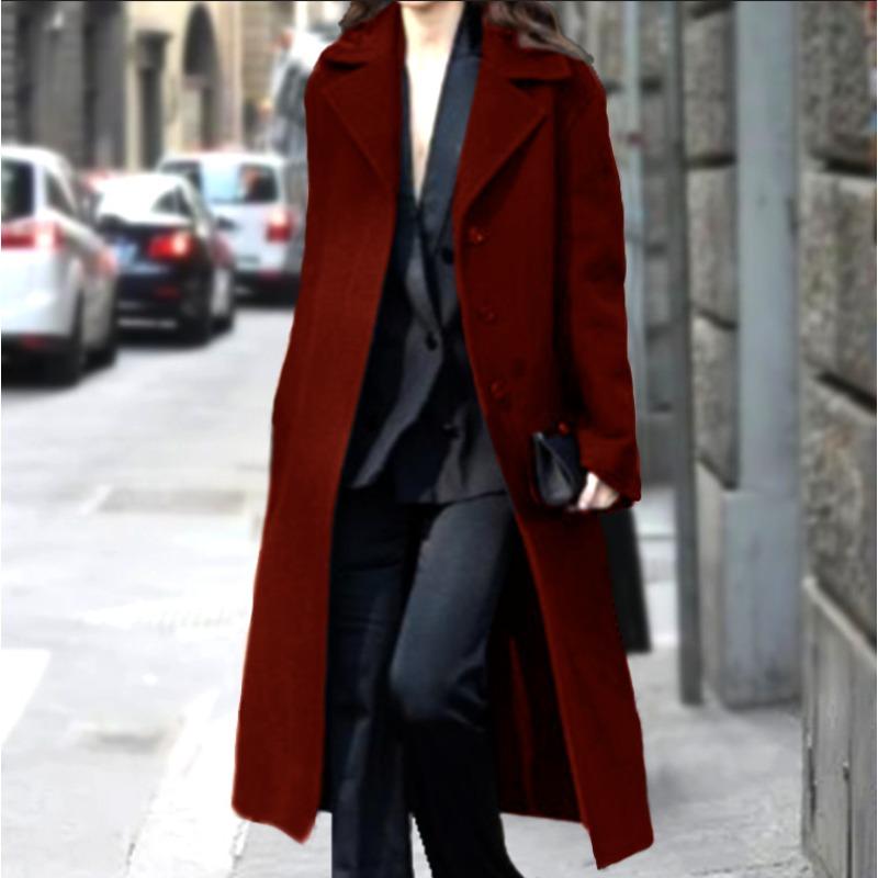 Nový podzimní a zimní hustý vlněný dámský kabát velké velikosti dlouhý kabát Ni