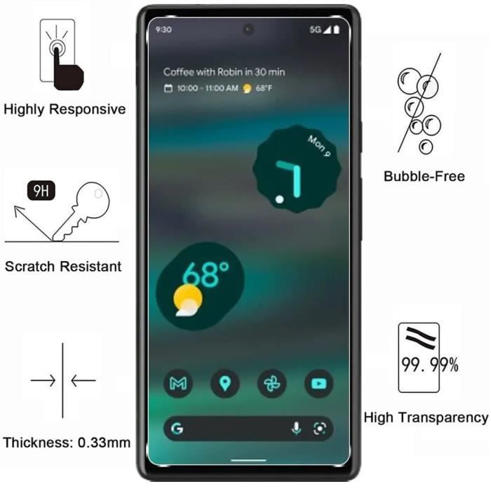 Case for Google Pixel 6a and 2 Tempered Glass Screen Protector Phonillico®