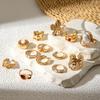 Accessories, Geometric Vintage Alloy Gemstone Ring, Liquid Lava Flower Irregular Ring Set