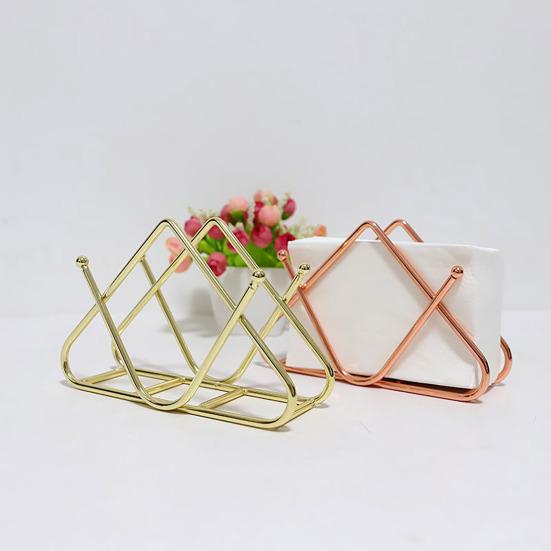 Iron Paper Towel Holder Triangle Shape Stainless Large Capacity Polished No Deformation Bar Office Kitchen Table Napkin Holder Napkin Dispenser