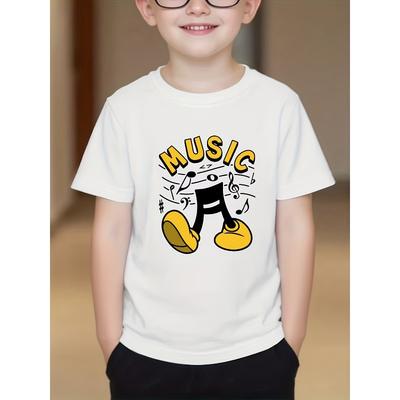European Sizes Boys' Short Sleeve T-Shirt with Print - Soft Knit Round Neck Summer Casual Top, Short Sleeve Blouse for