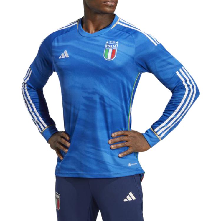 adidas Italy 2023 Home Long Sleeve Jersey Blue Men Streetwear HS9893