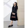 Jiu Zi Annaco Women's Elegant Lapel Waist Slimming Dress