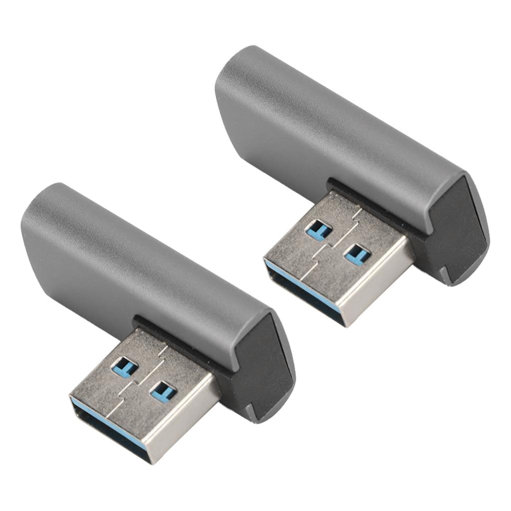 2Pcs USB3.0 Male to Female Adapter 10Gbps Rapid Heat Dissipation Small Portable 90 Degree USB Adapter for Home Office