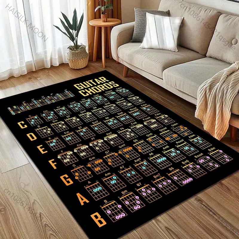 Guitar Chords Print Carpet for Living Room Bedroom Bedside Sofa Table Floor Mat Large Size Home Area Rug Decor Music Lover