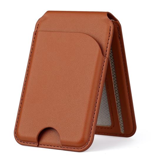 

Карман для карт для iPhone 16/15/14/13/12 для Mag-Safe Wallet, легкий магнитный кошелек для телефона, искусственная кожа, держатель для карт с блокировкой RFID коричневый