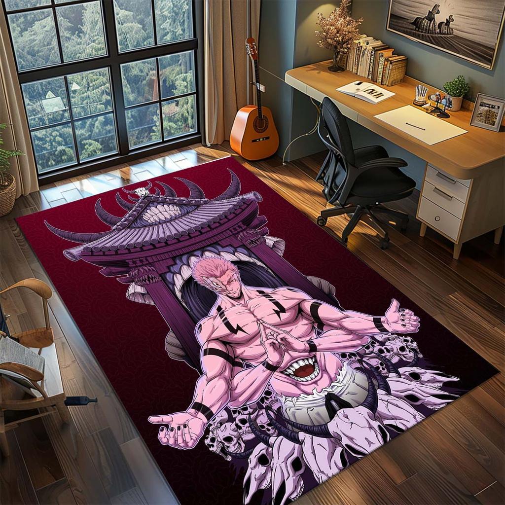 Jujutsu Kaisen Polyester Living Room Rug Anime Carpet Non Slip Bedroom Floor Mat Decor -QJY